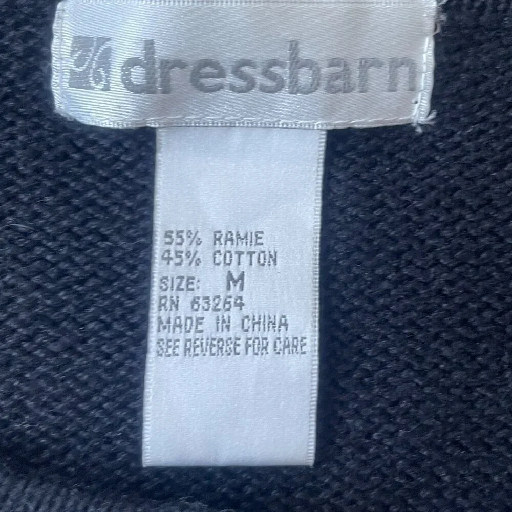 Vintage Grandma Chic Cardigan Black & White Beaded Cotton Ramie Button Up - Picture 9 of 9